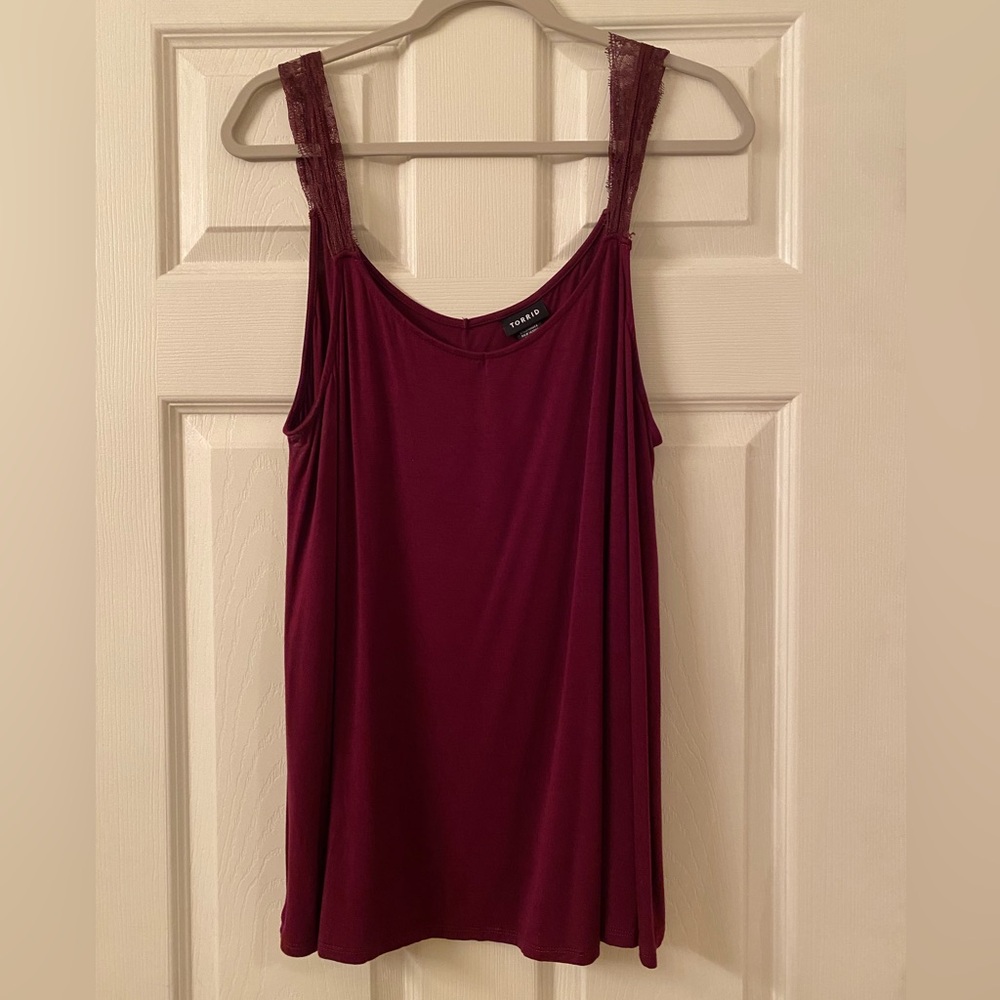 Torrid Burgundy Sleeveless Relaxed Tank Top